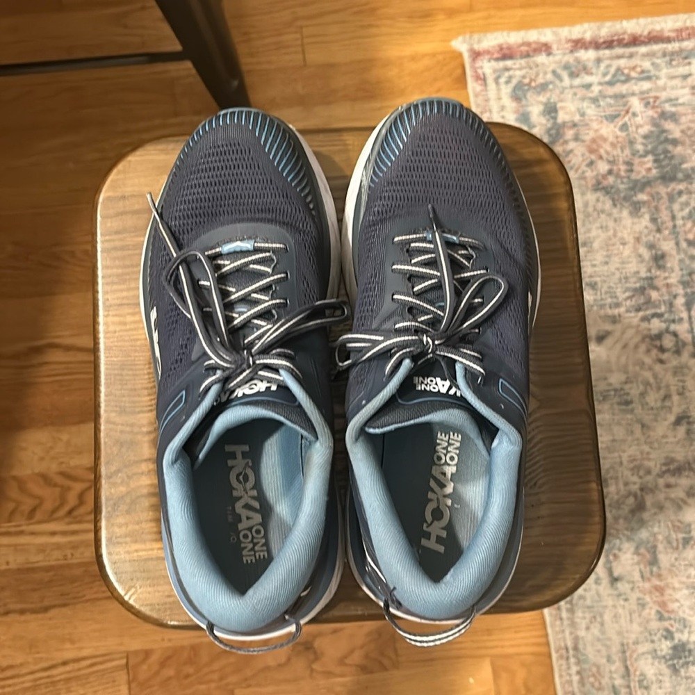 Men’s blue Hoka one one running shoes